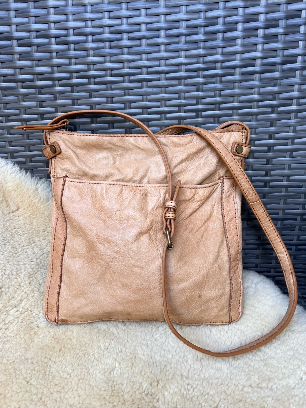 American Leather Co. Soft Leather Crossbody Bag Tan Boho-Minimalism Timeless